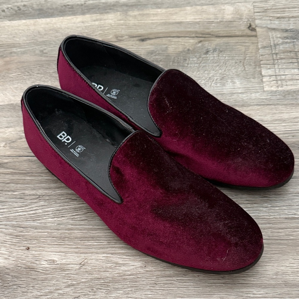 bp Men's Velvet Slip-Ons - Deep Burgundy